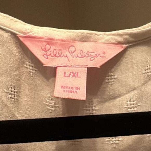 Lilly Pulitzer White Embroidered Lace-Up Ruffle Hem Caftan Cover-Up  L/XL - Picture 4 of 8